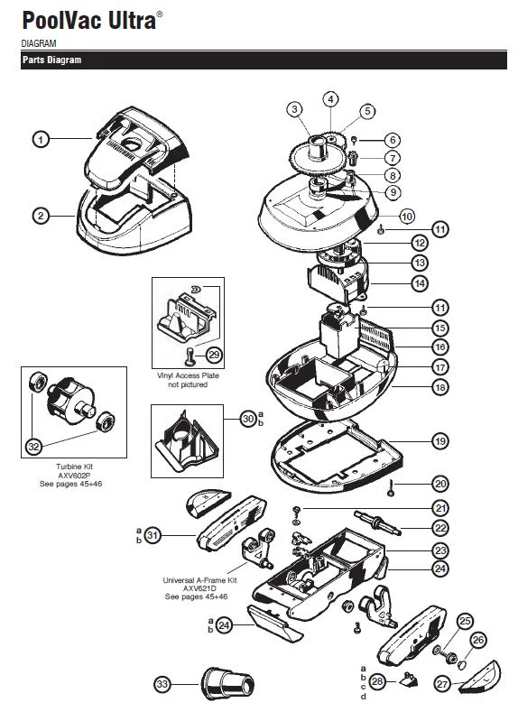 Hayward Wing Set / Kit AXV604WHP, White - PoolVac Ultra / XL, Navigator - Pool Cleaner Spare Part - Image 4